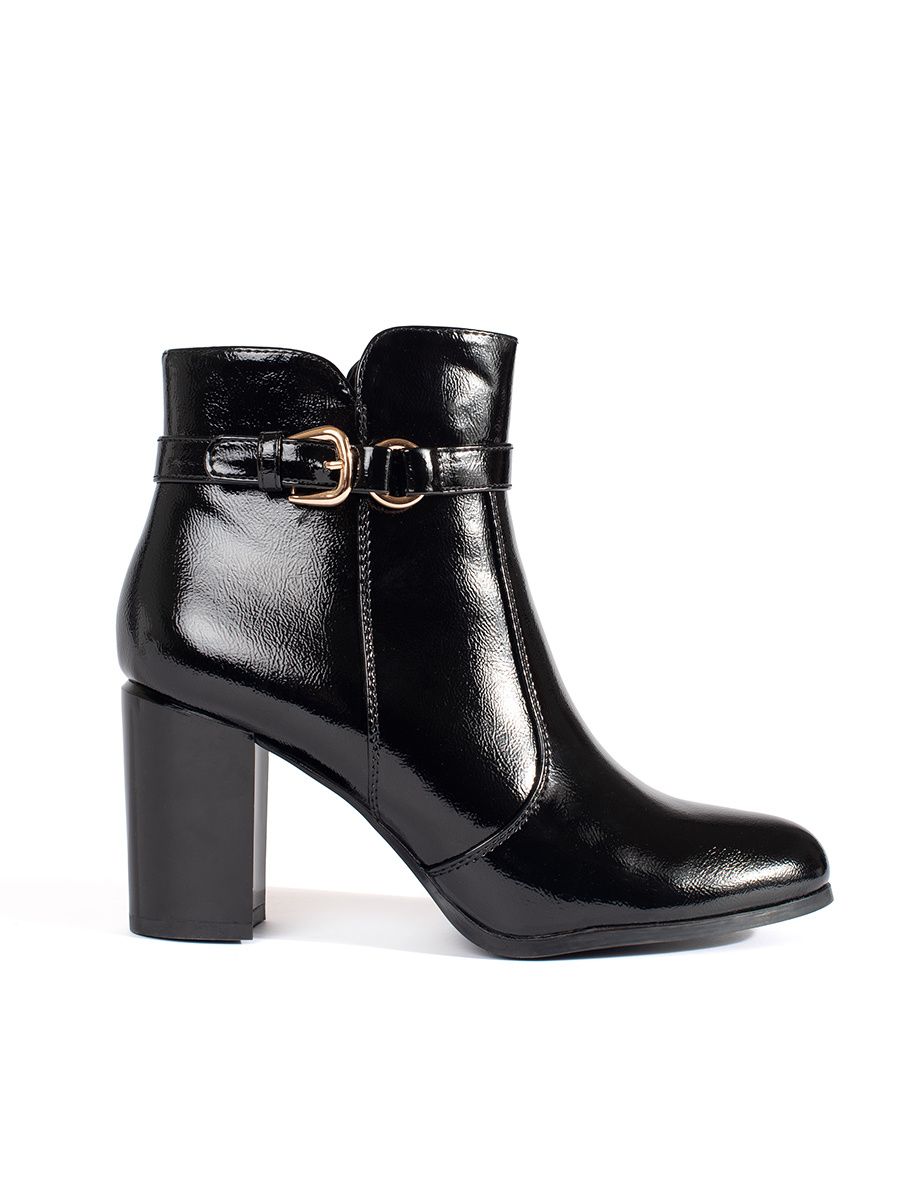 Botine negre lacuite cu toc Sergio Leone