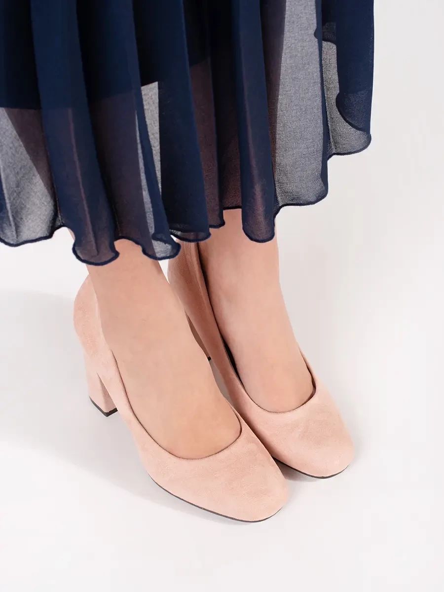 Pantofi cu toc înalt din suede bej