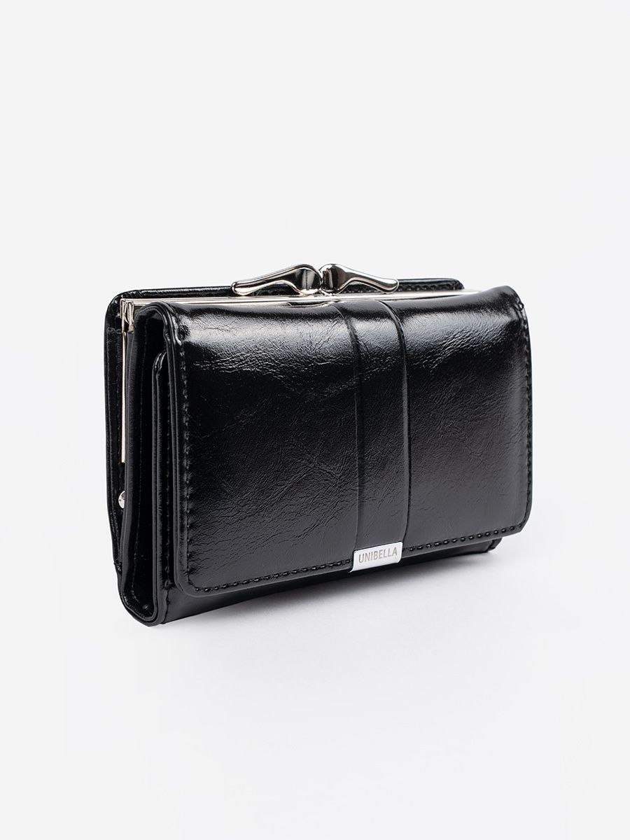 Portofel elegant negru din piele ecologică