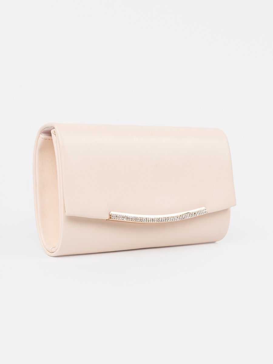 Clutch bej deschis cu lanț