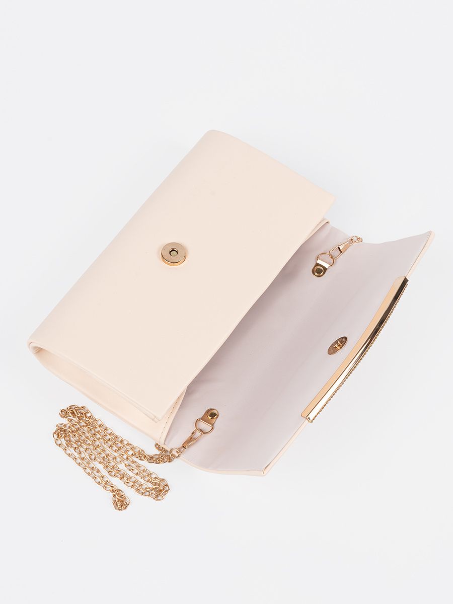 Clutch bej deschis cu lanț