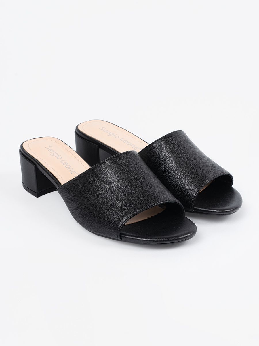 Sandale negre cu toc mic