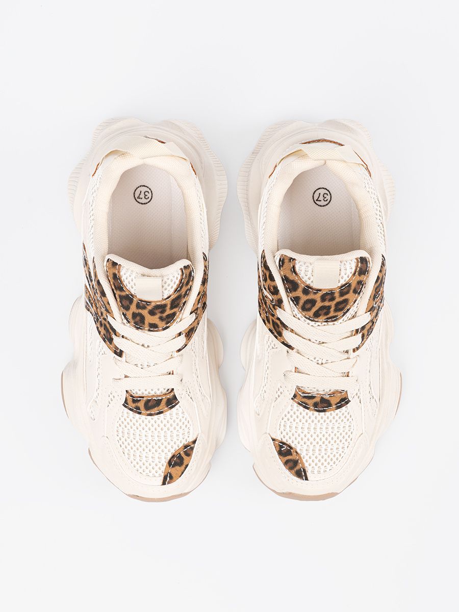 Sneakersi cu talpă groasă în model panteră