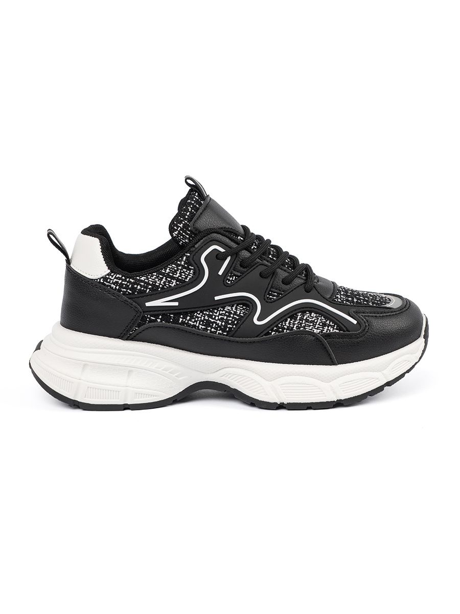 Sneakers negri cu inserții decorative