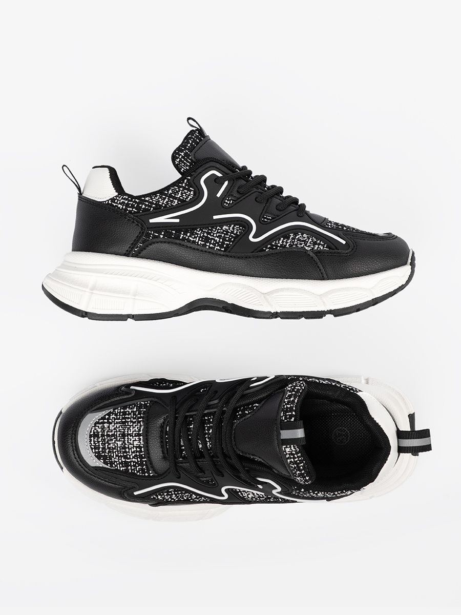 Sneakers negri cu inserții decorative