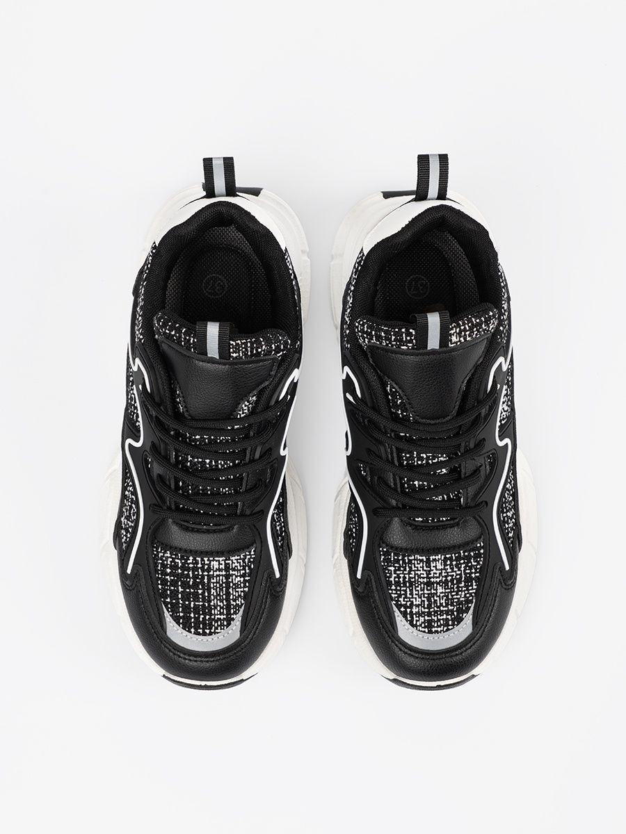 Sneakers negri cu inserții decorative
