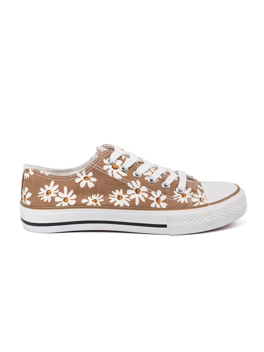 Tenisi bej cu model floral