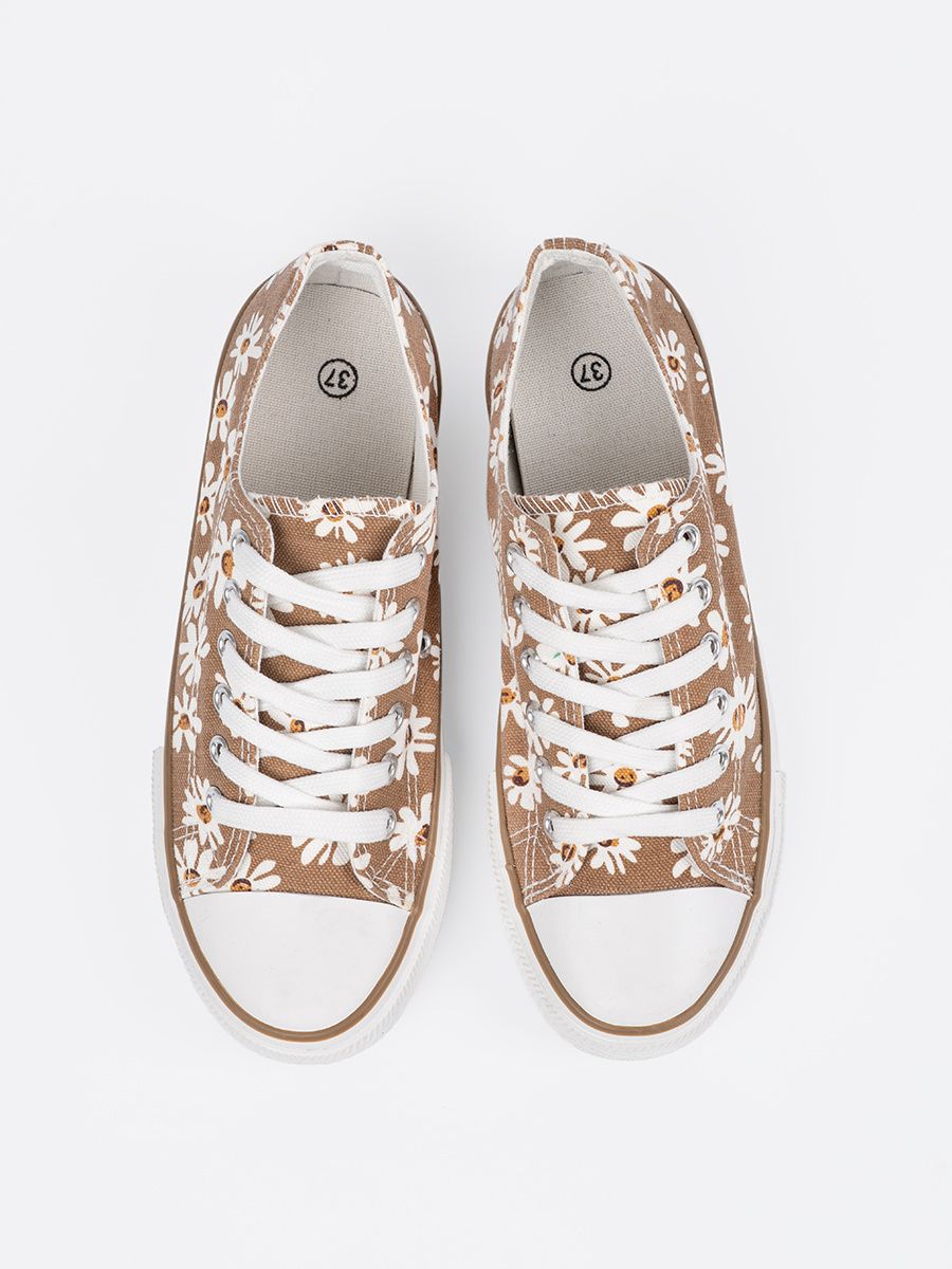 Tenisi bej cu model floral