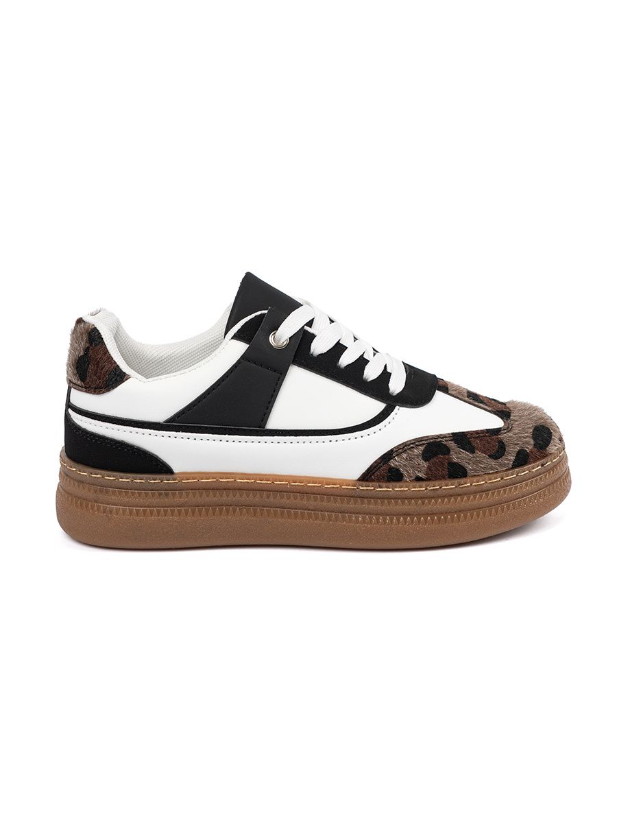 Sneakers alb-negru cu detalii de panteră