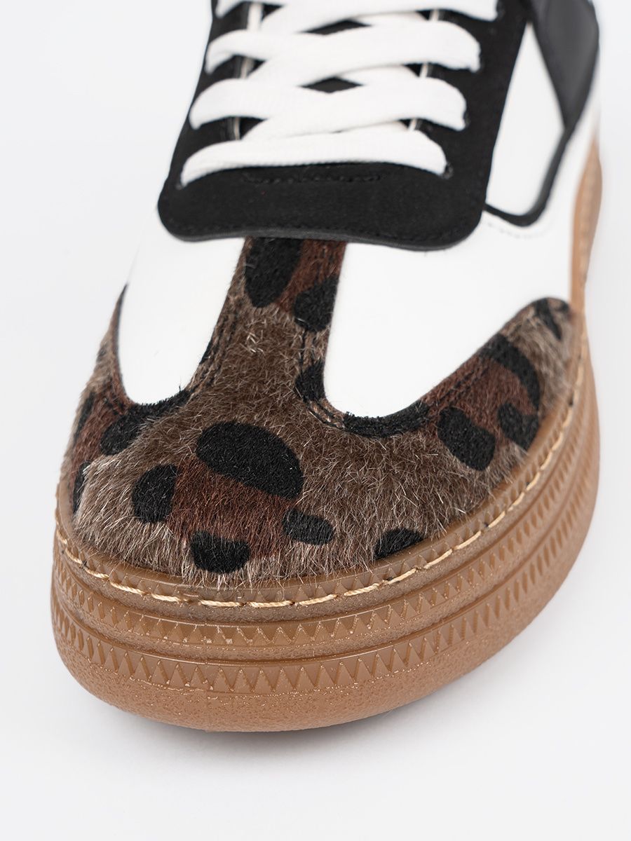Sneakers alb-negru cu detalii de panteră