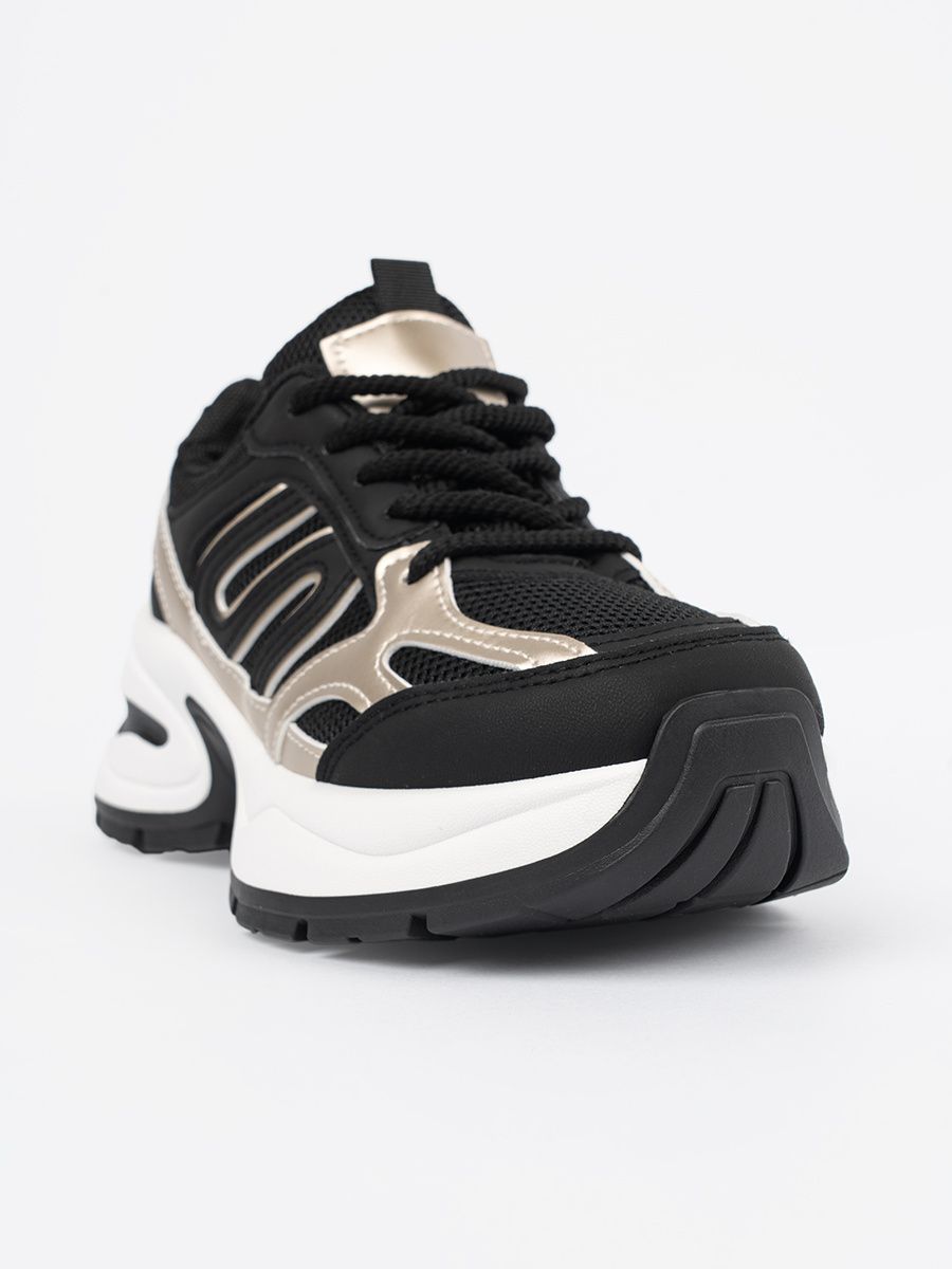 Sneakers negri cu detalii aurii
