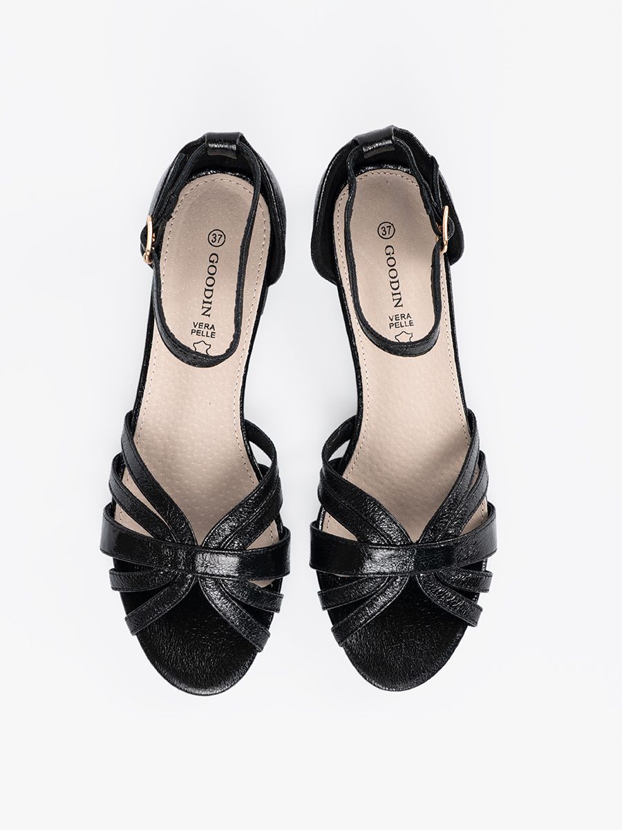 Sandale elegante negre cu toc mic