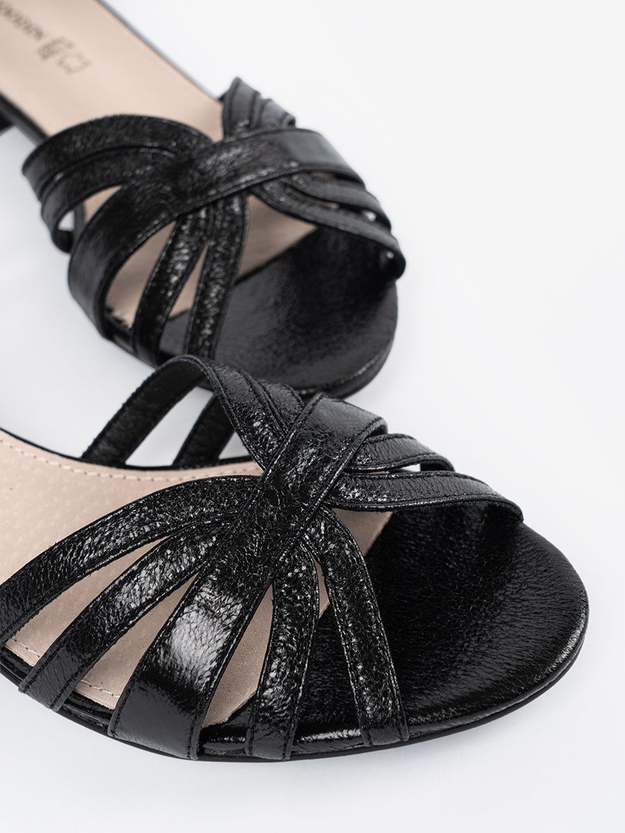 Sandale elegante negre cu toc mic