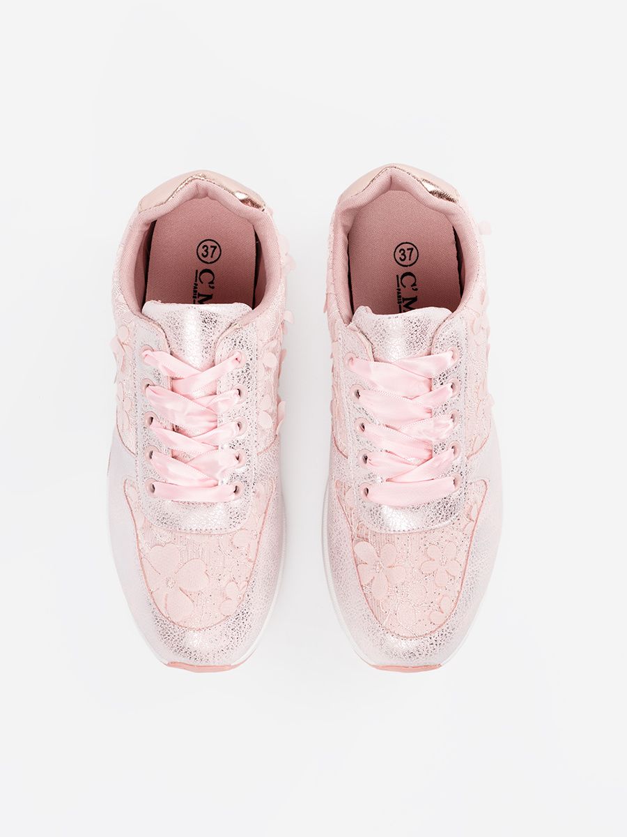 Sneakers roz cu model floral