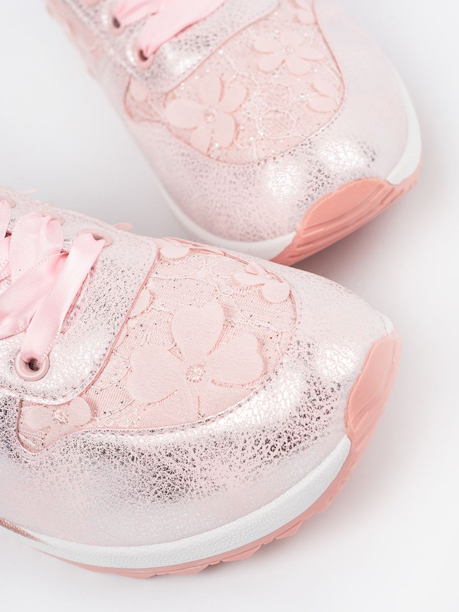 Sneakers roz cu model floral