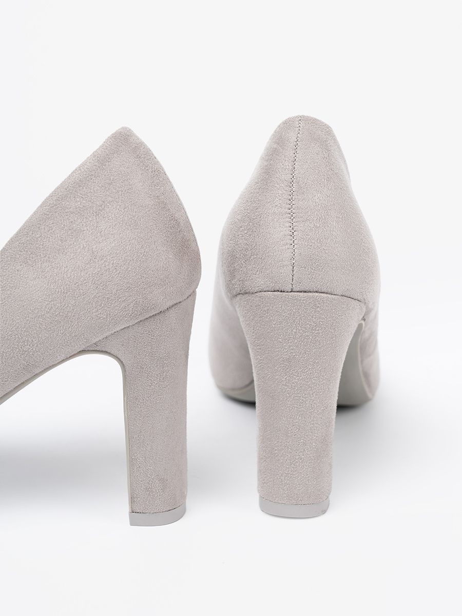 Pantofi stiletto gri din imitație de velur