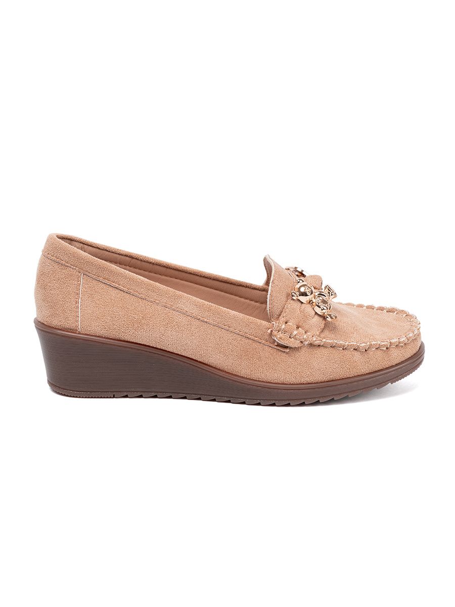 Pantofi bej cu toc din suede