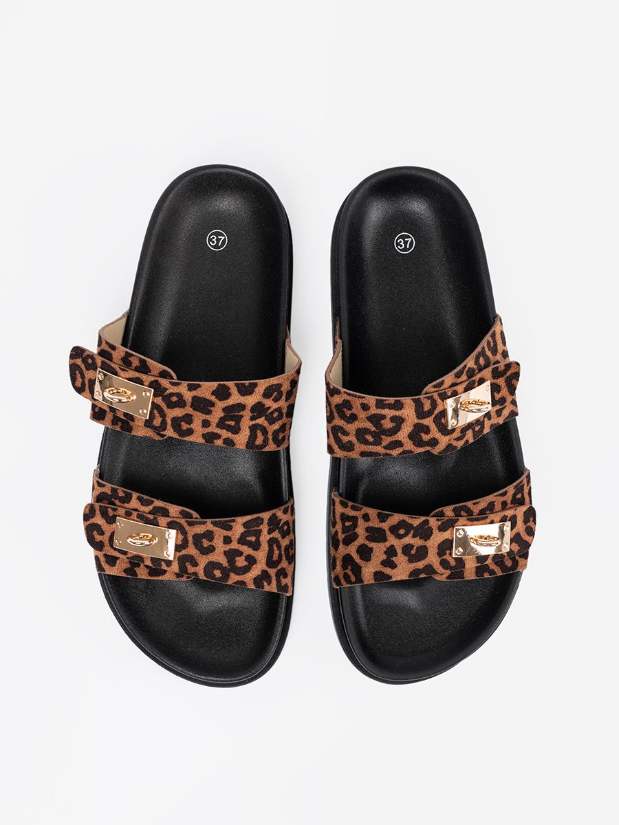 Papuci dama cu imprimeu leopard