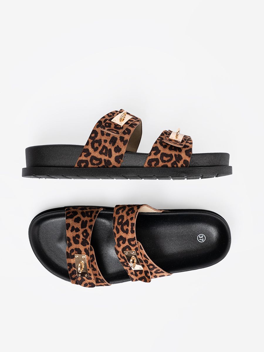 Papuci dama cu imprimeu leopard