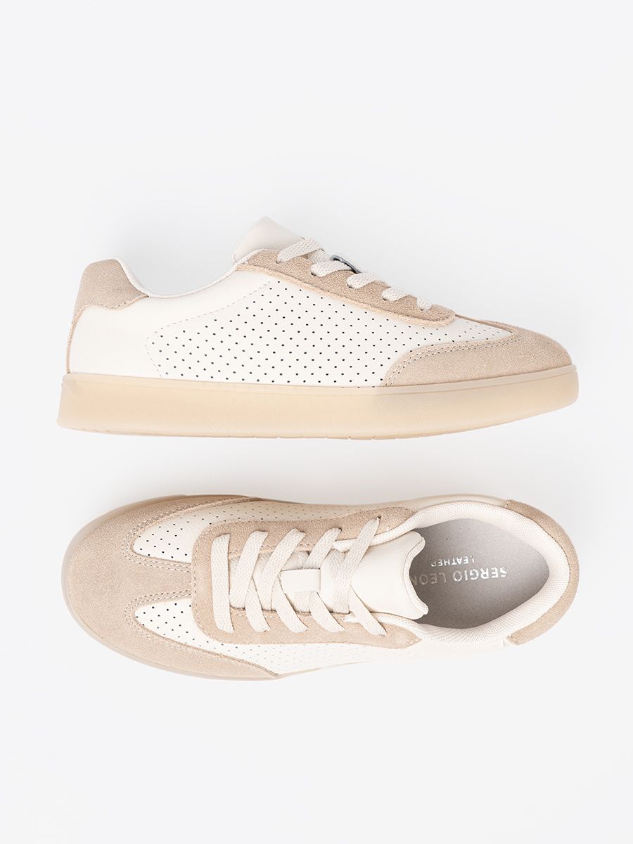Sneakersi perforați bej deschis