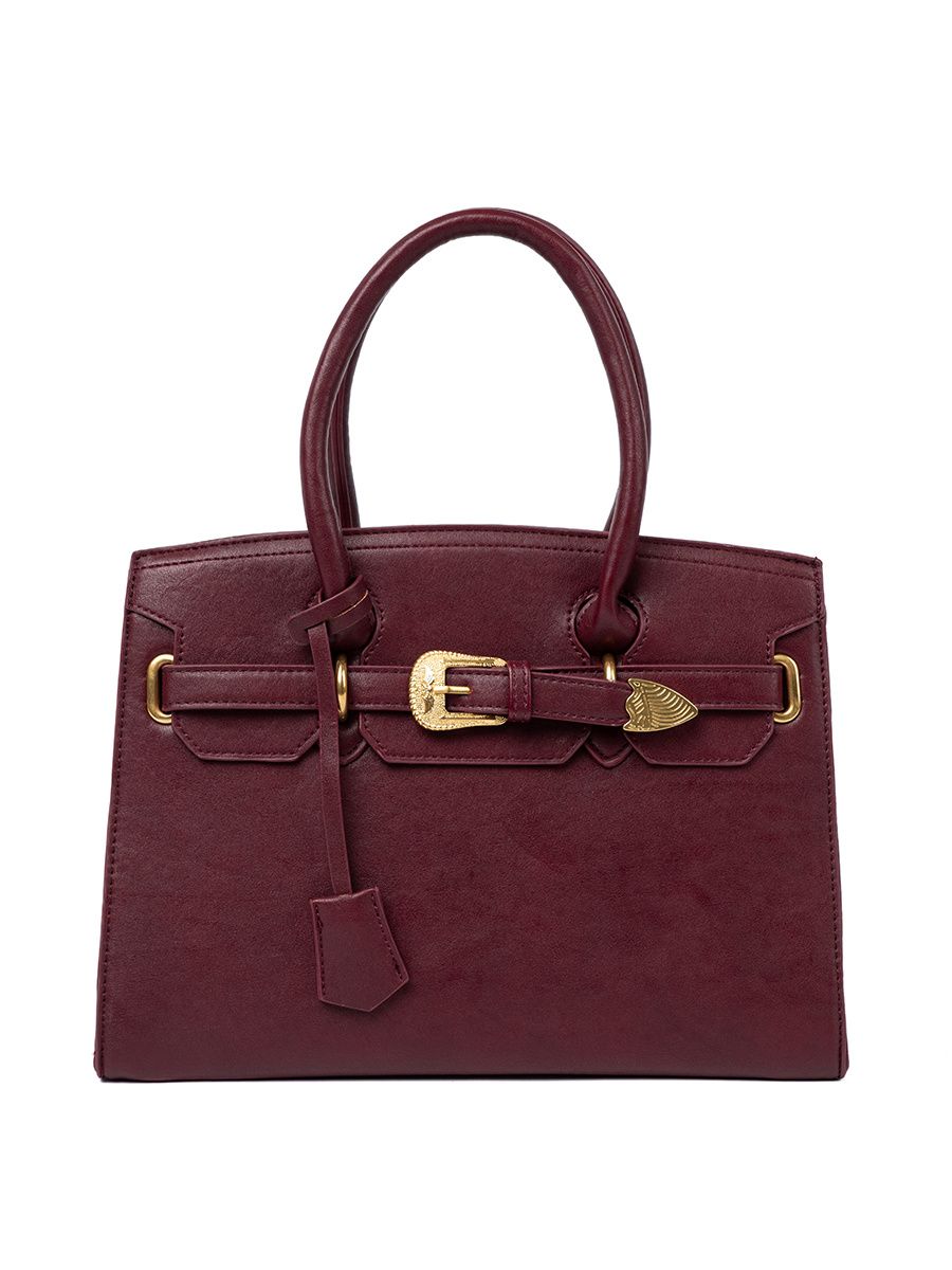 Geantă bordo cu cataramă decorativă de culoare aurie