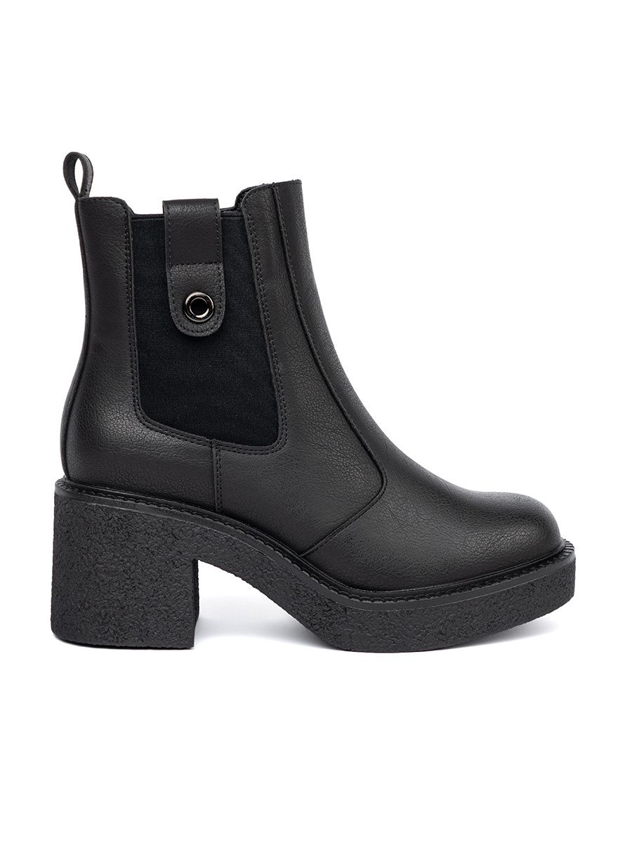 Botine elegante negre cu inserție elastică