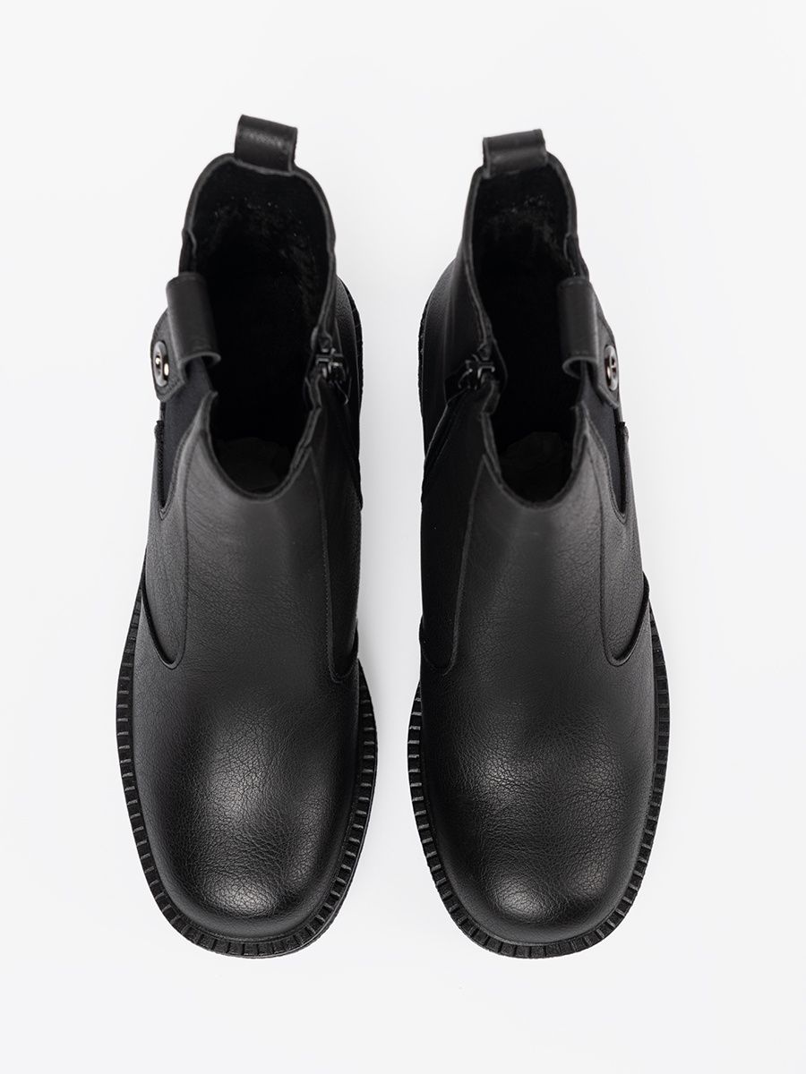 Botine elegante negre cu inserție elastică