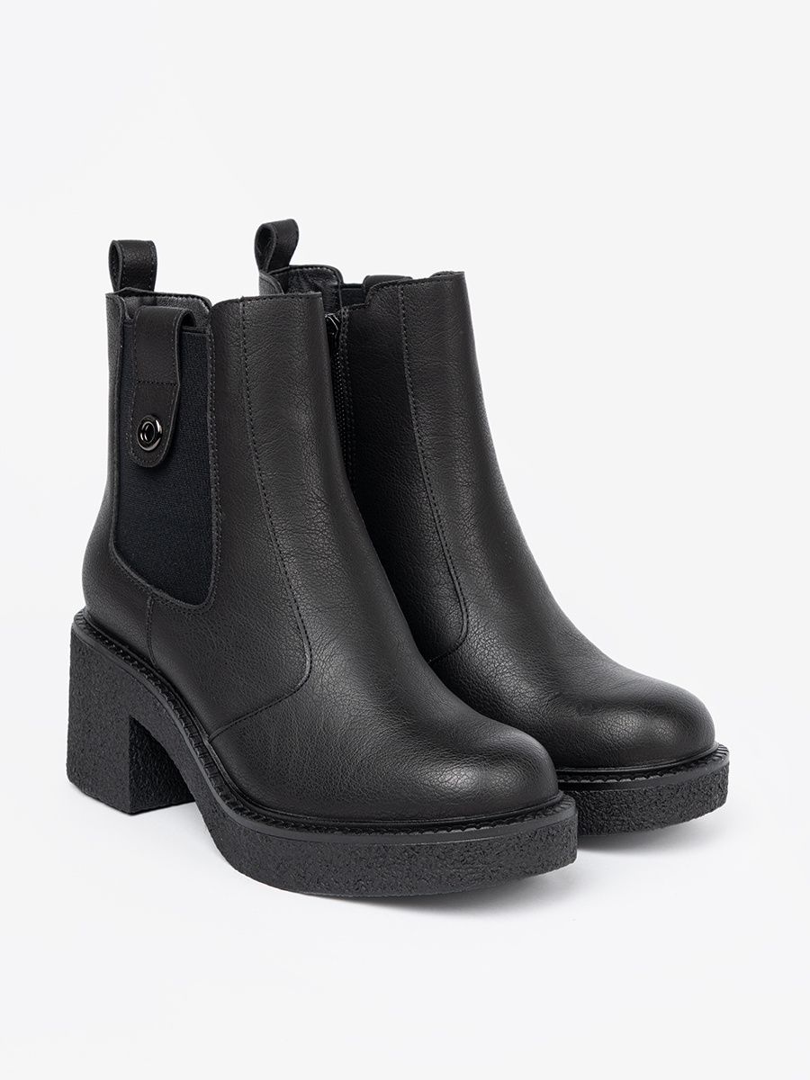 Botine elegante negre cu inserție elastică