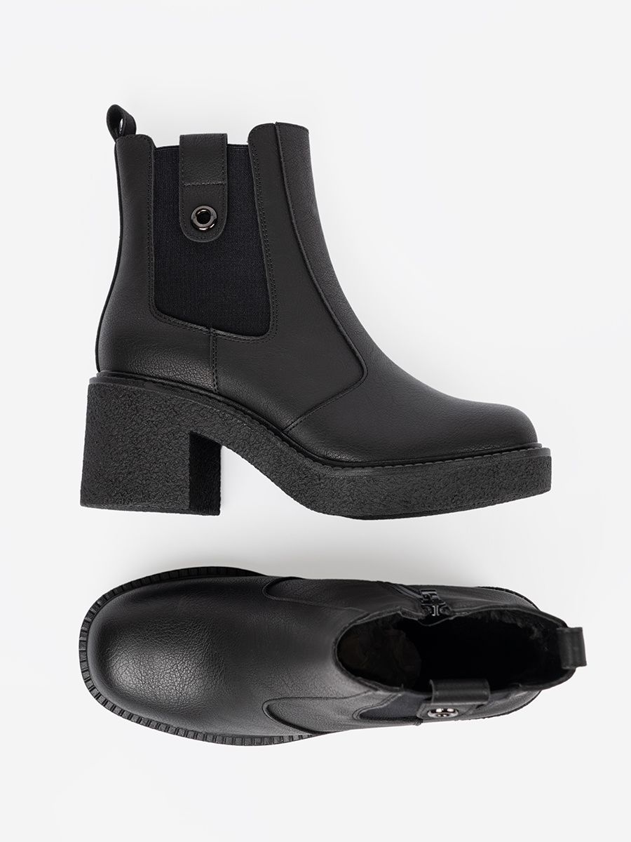 Botine elegante negre cu inserție elastică