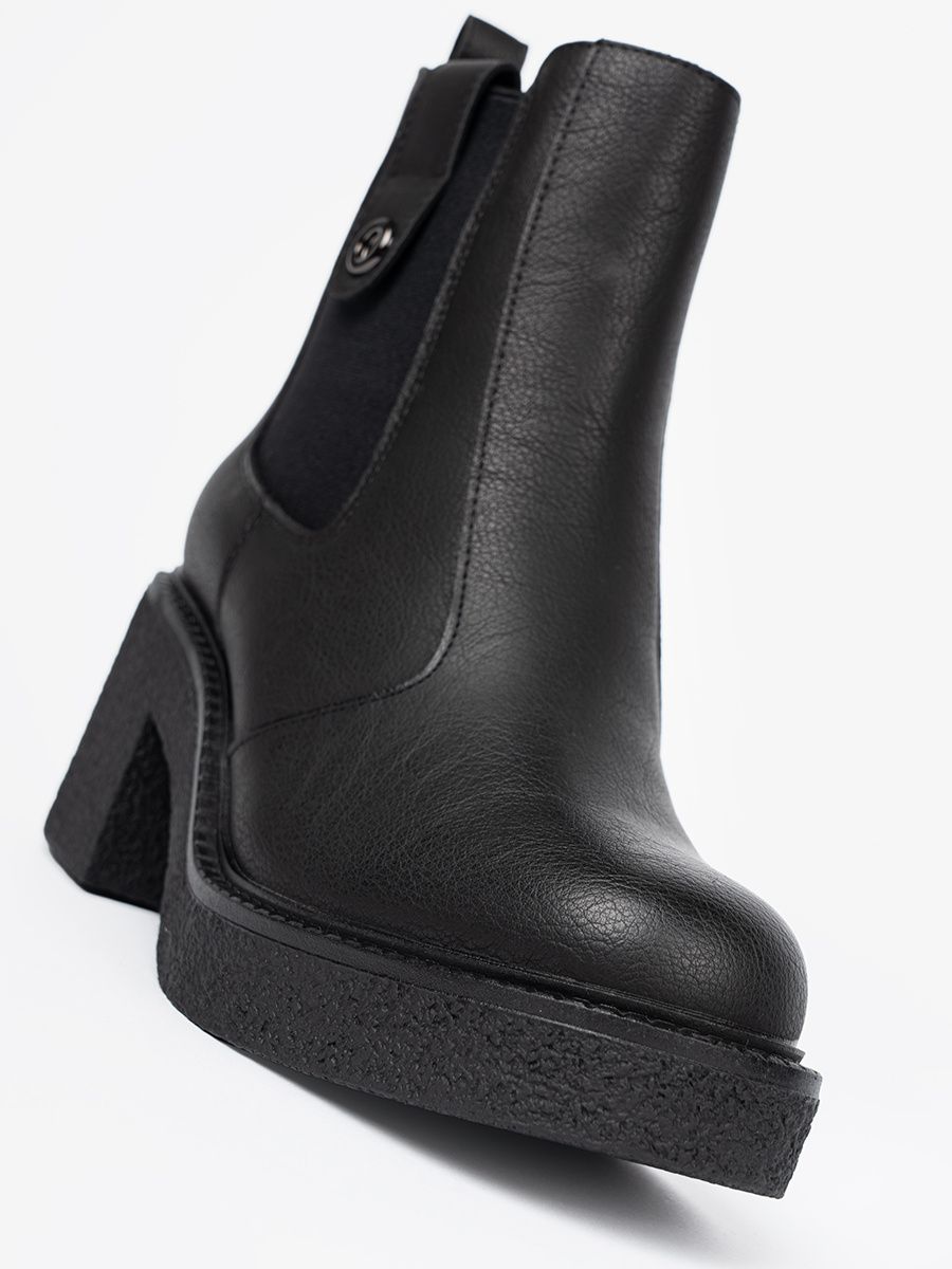 Botine elegante negre cu inserție elastică