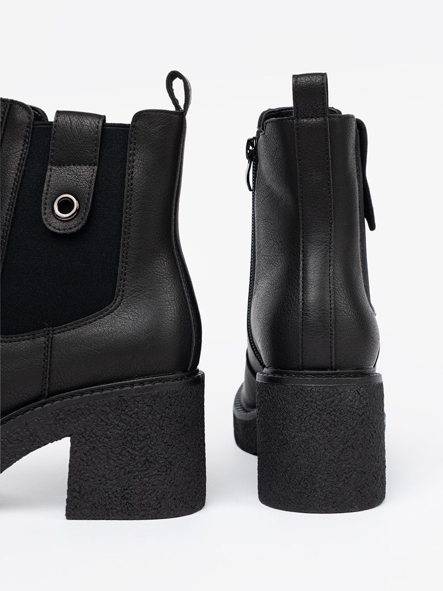 Botine elegante negre cu inserție elastică