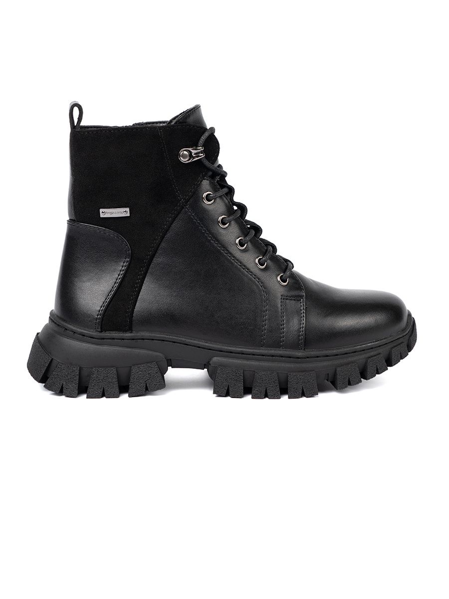Botine negre cu talpă masivă și fermoar
