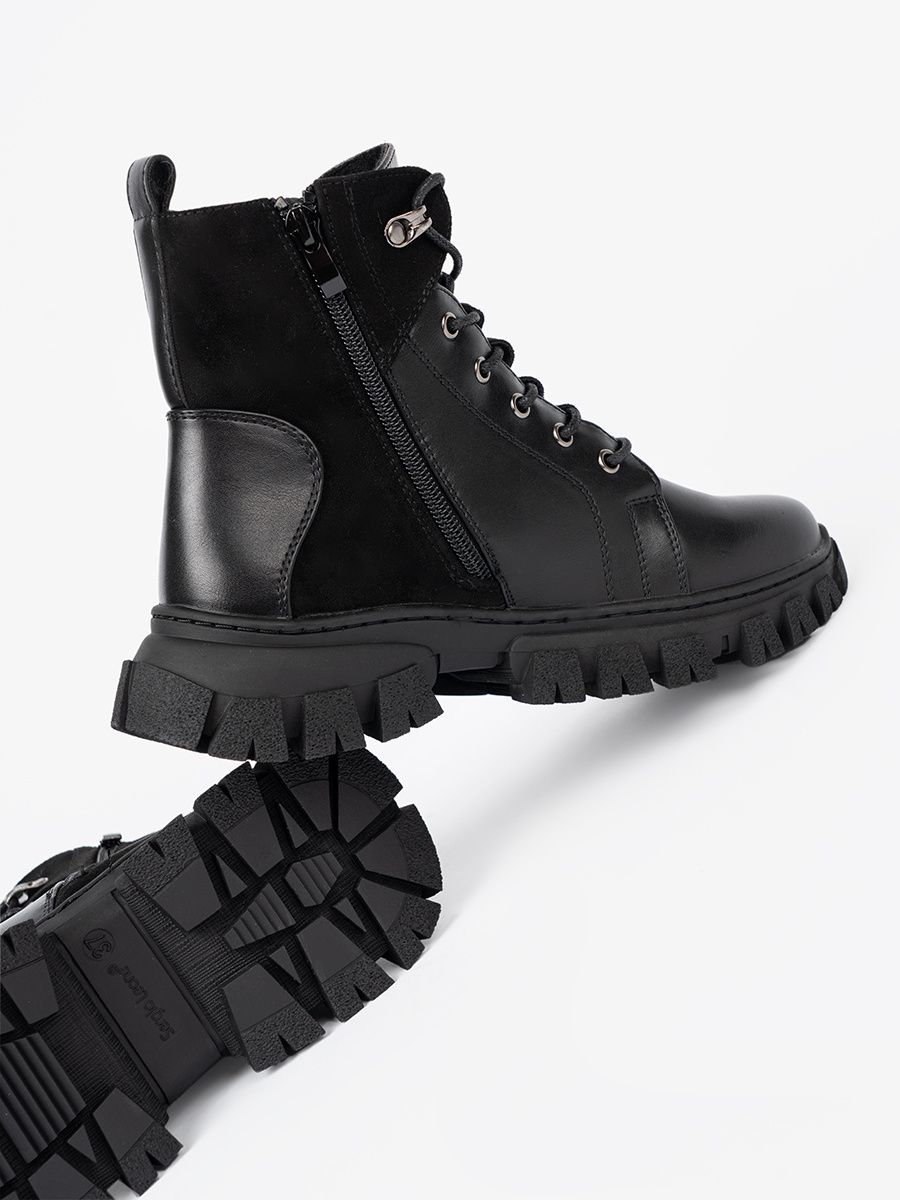 Botine negre cu talpă masivă și fermoar