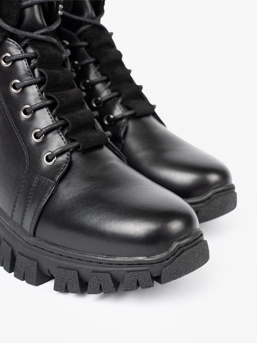 Botine negre cu talpă masivă și fermoar