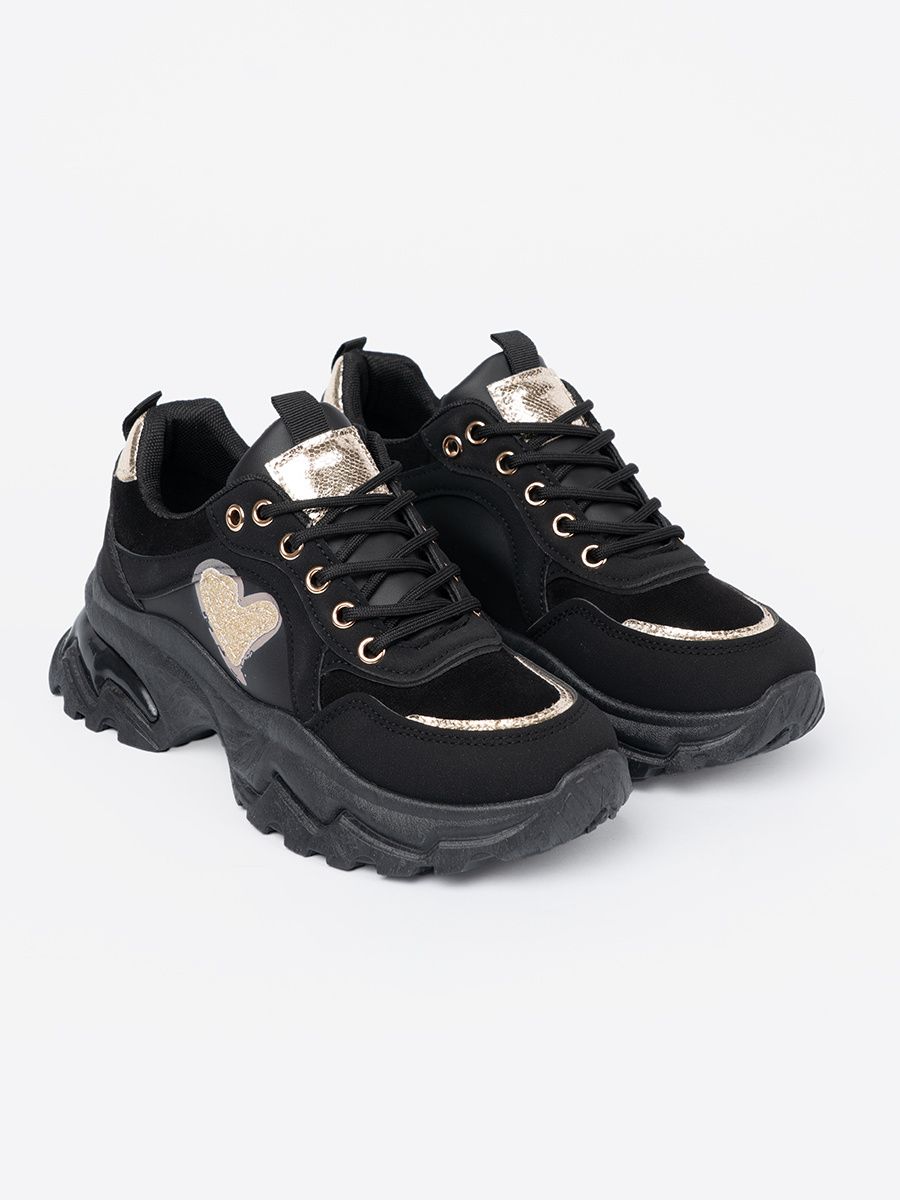 Sneakers negri cu inimă aurie