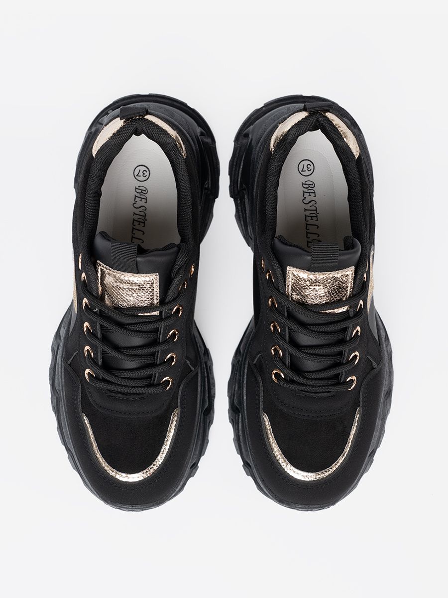 Sneakers negri cu inimă aurie