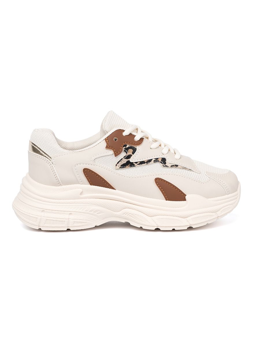 Sneakersi bej pentru femei cu talpă groasă