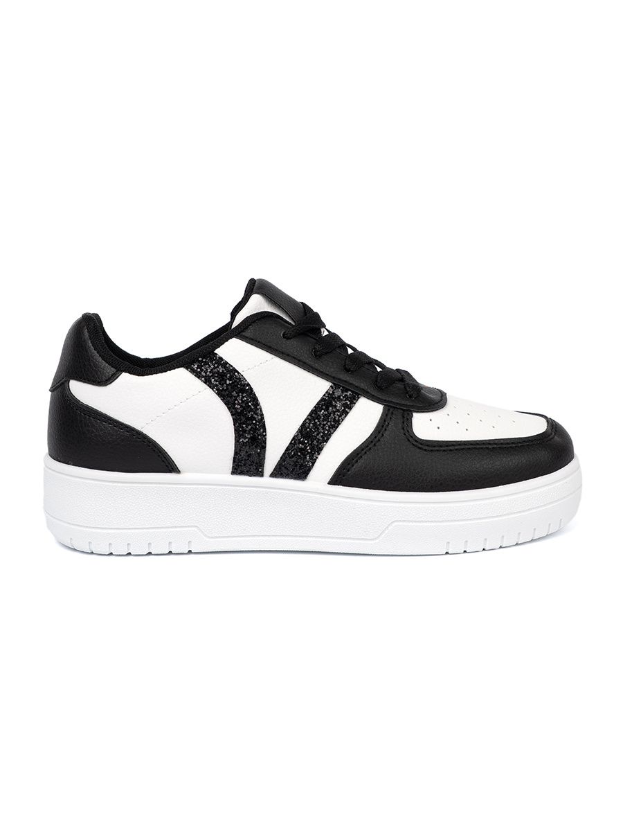 Sneakersi stilati alb-negru cu detalii strălucitoare