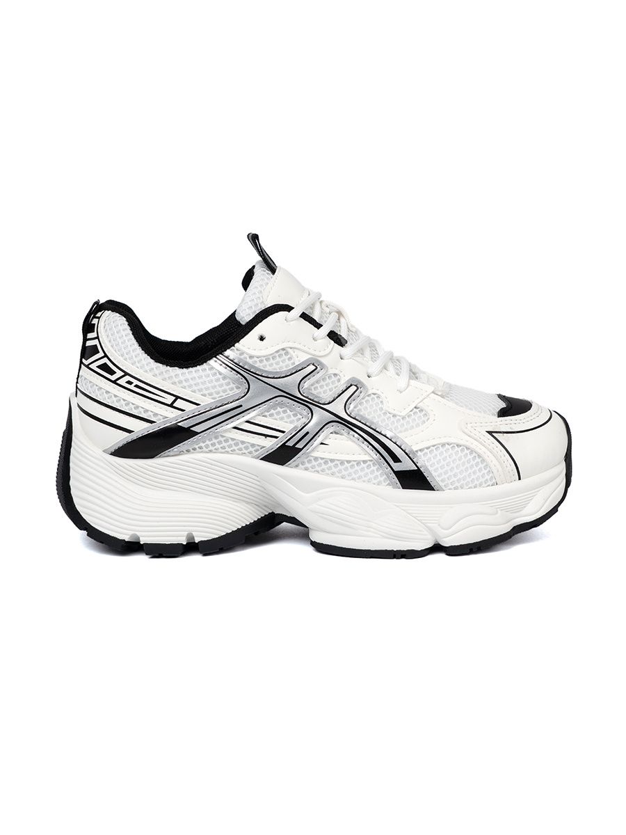 Sneakersi confortabili alb-negru cu plasă