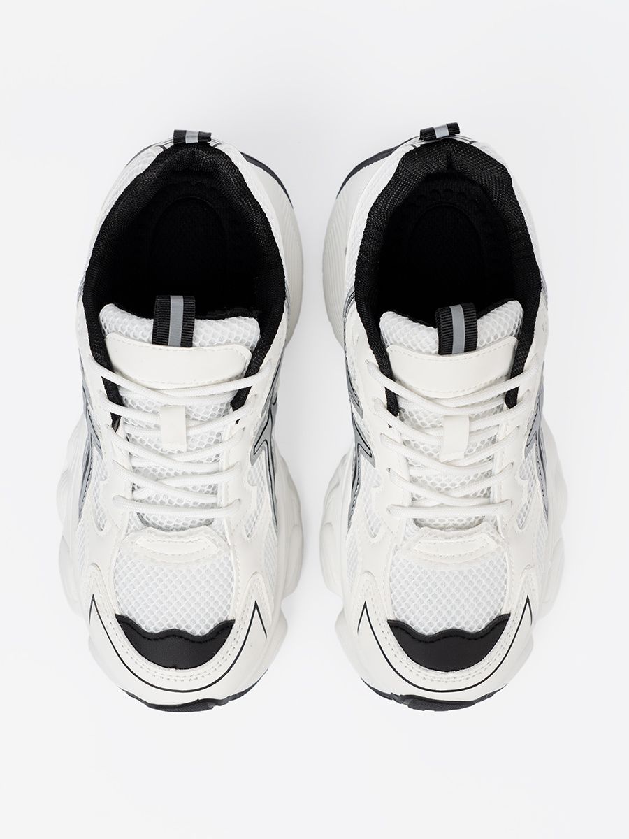 Sneakersi confortabili alb-negru cu plasă
