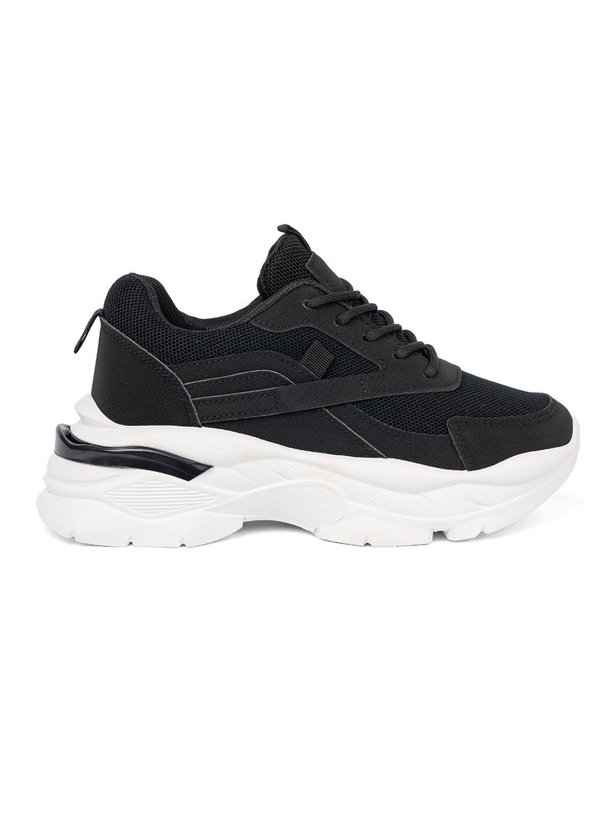 Sneakersi negri sport cu talpă groasă albă