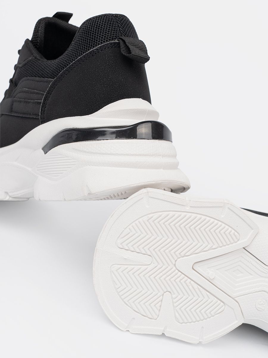 Sneakersi negri sport cu talpă groasă albă