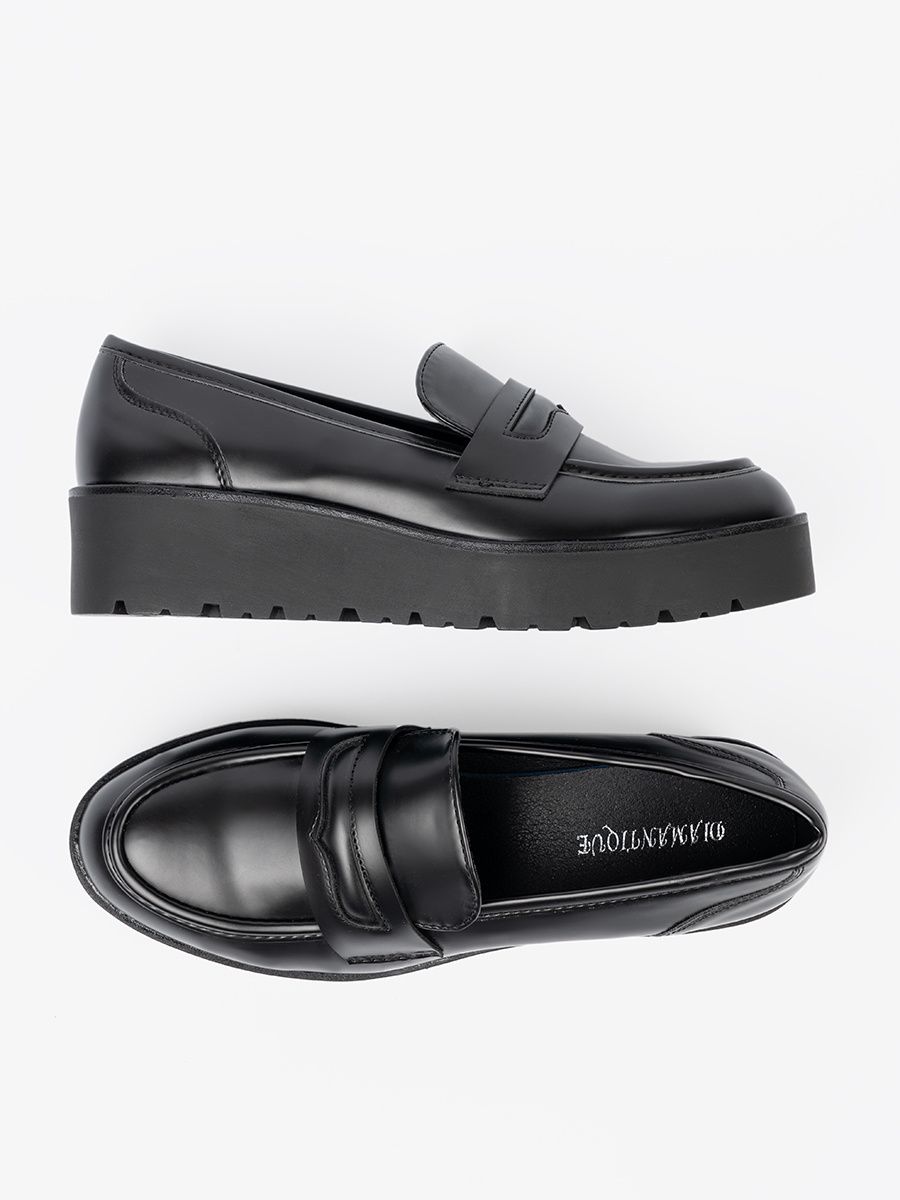 Mocasini eleganți negri cu talpă groasă