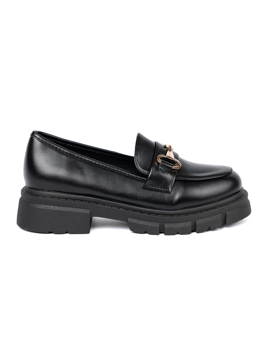 Mocasini clasici negri cu cataramă metalică