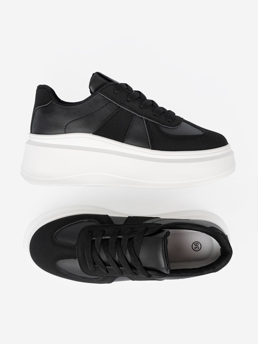 Sneakersi clasici negri cu talpă groasă