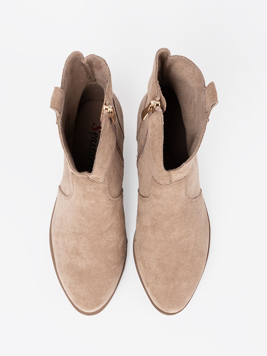 Botine bej din suede