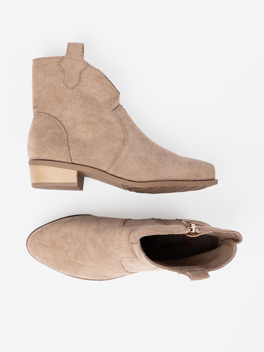 Botine bej din suede