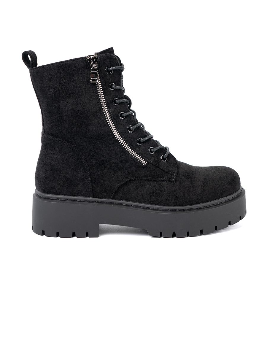 Botine negre cu aspect de velur