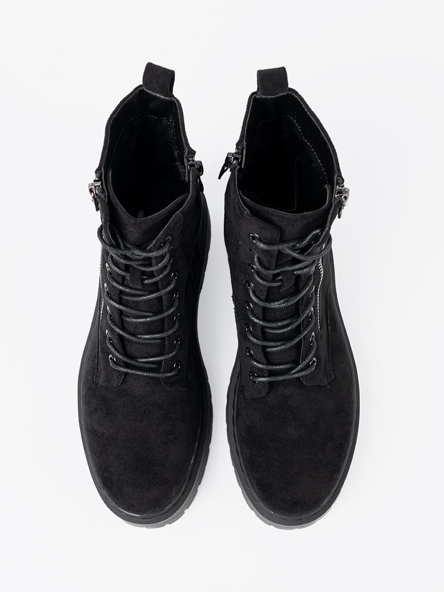 Botine negre cu aspect de velur