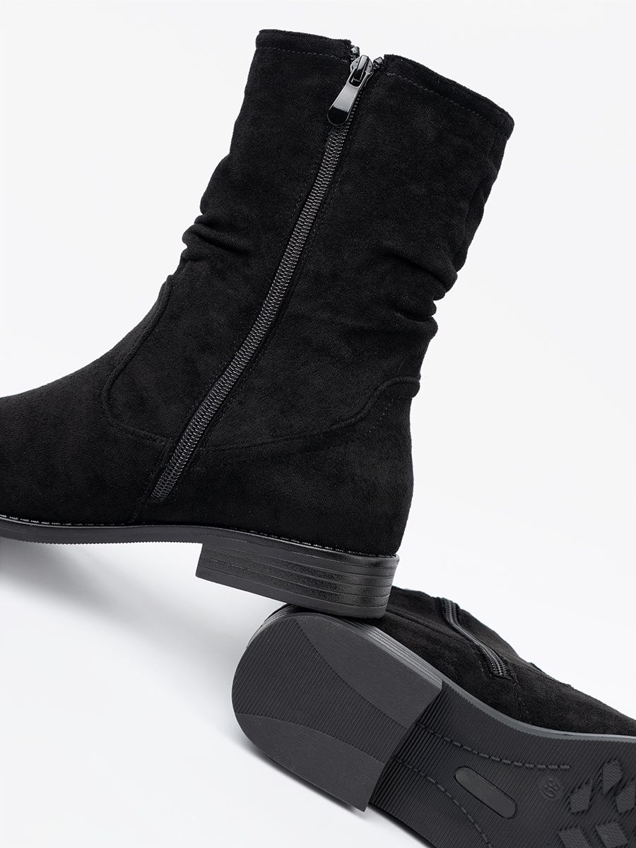 Botine negre clasice cu guler plisat